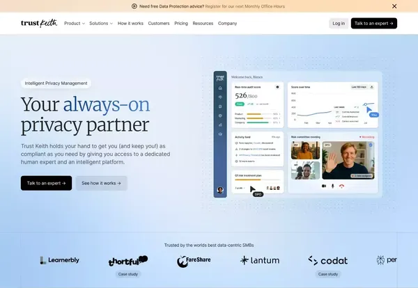 Trust Keith · The Expert Data Protection Service - Landing design inspiration