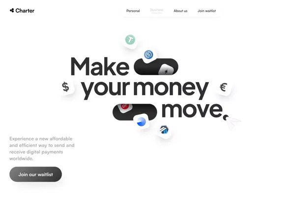 Charter — Instant & Affordable Global Payments - Landing design inspiration