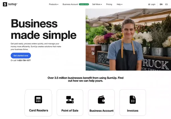 SumUp Card Readers for Small Businesses | Accept Credit, Debit and Contactless Payments - Landing design inspiration