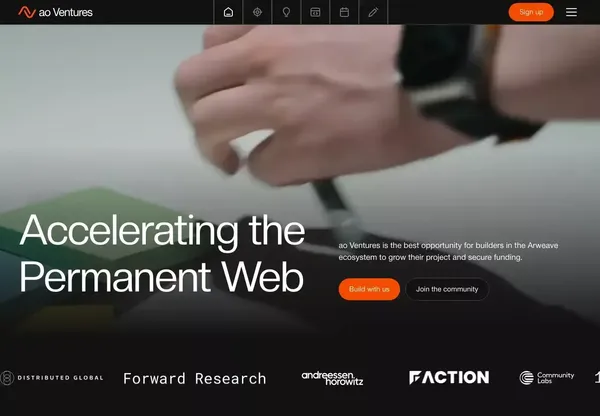 ao Ventures | Accelerating the Permanent Web - Landing design inspiration