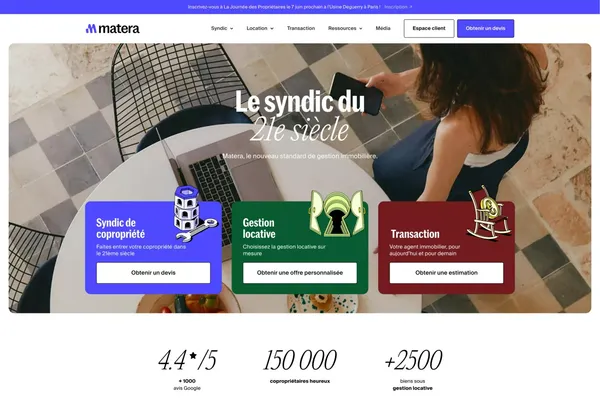 Matera - Le syndic du 21ème siècle - Landing design inspiration