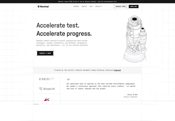 Nominal - Unified Industrial Data Stack - Landing design inspiration