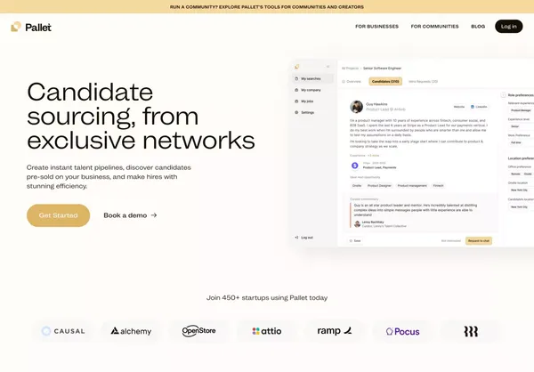 Pallet — Hire from the most talent-dense networks on the internet. - Landing design inspiration