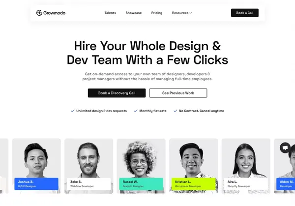Growmodo: Design & Development Subscription for Scale-Ups - Landing design inspiration