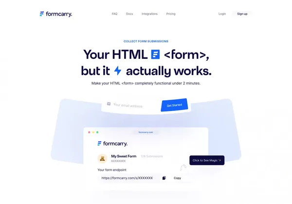 Formcarry. | Hassle-free HTML Forms - Landing design inspiration