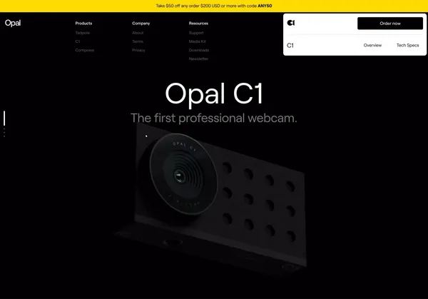 Opal C1 — The first professional camera - Landing design inspiration