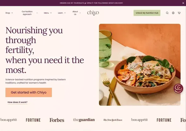 Chiyo | Fertility to Postpartum Nutrition - Landing design inspiration
