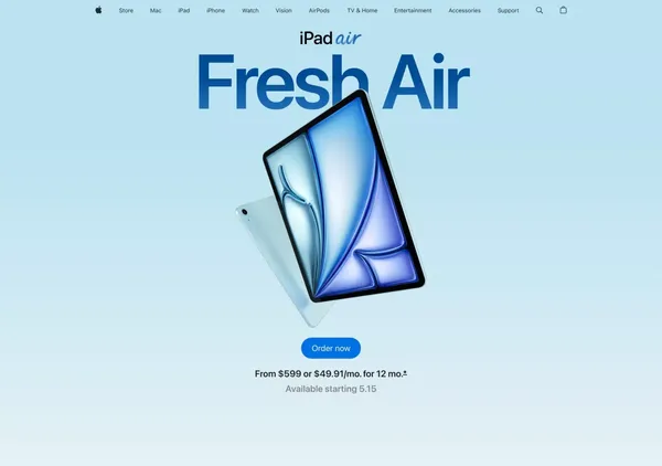 iPad Air - Apple - Landing design inspiration