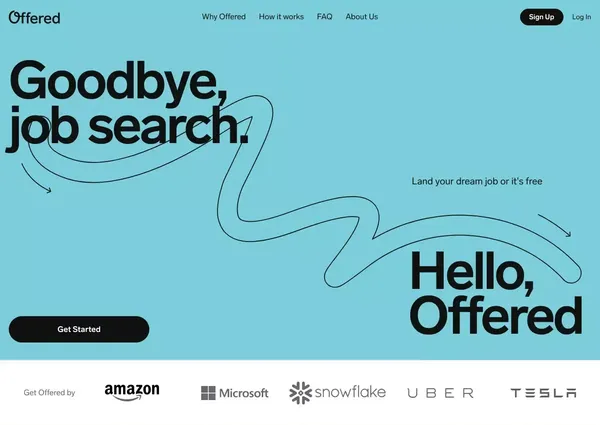 Accept an offer at a great company with ease, or it's free. - Landing design inspiration