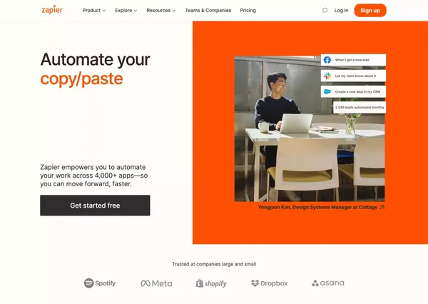 Zapier | Automation that moves you forward - Landing design inspiration