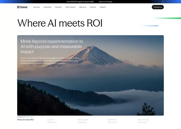 An AI-first advisory and digital engineering firm | Solvd - Landing design inspiration