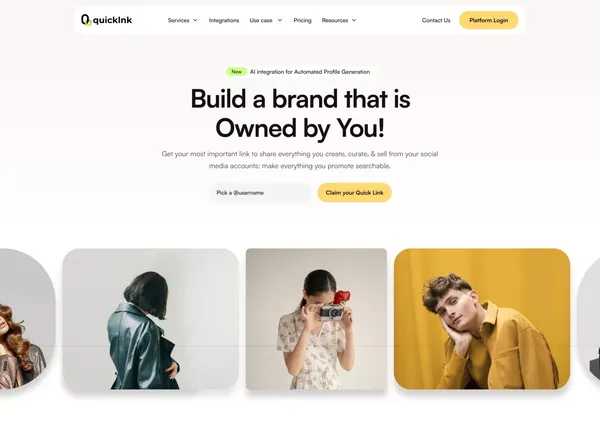 Link in bio tool: Everything you are, in one simple link | QuickLnk - Landing design inspiration