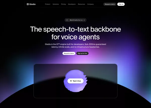 Gladia | Audio Transcription API - Landing design inspiration