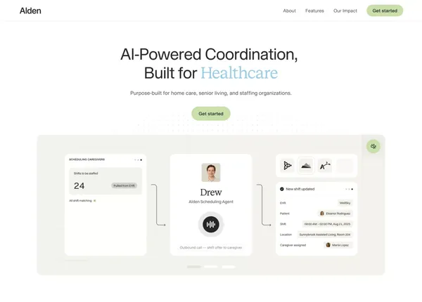 Alden | AI assistants for home care - Landing design inspiration