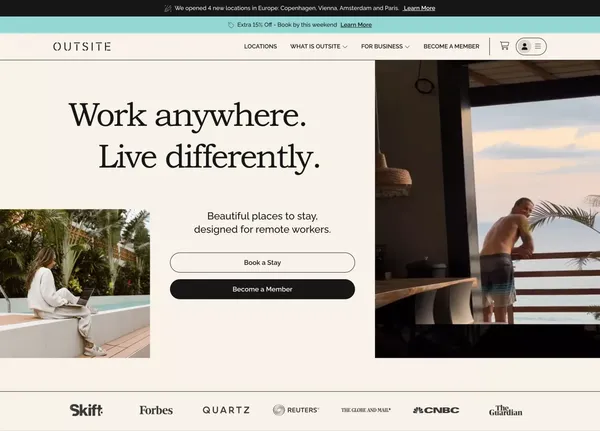 Coliving + Community for Remote Workers | Outsite - Landing design inspiration