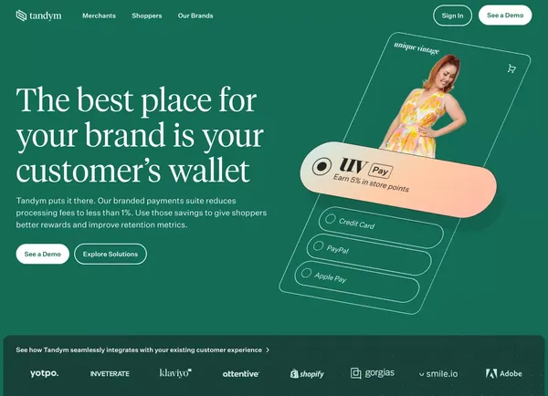 Tandym | Branded cards for the best brands - Landing design inspiration