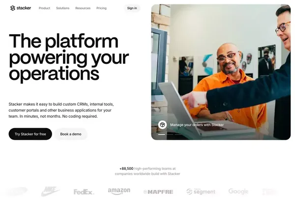 Stacker | Software that's as unique as your business - Landing design inspiration