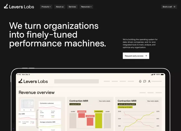 Levers | The Operating System for Tracking, Planning & Growth - Landing design inspiration