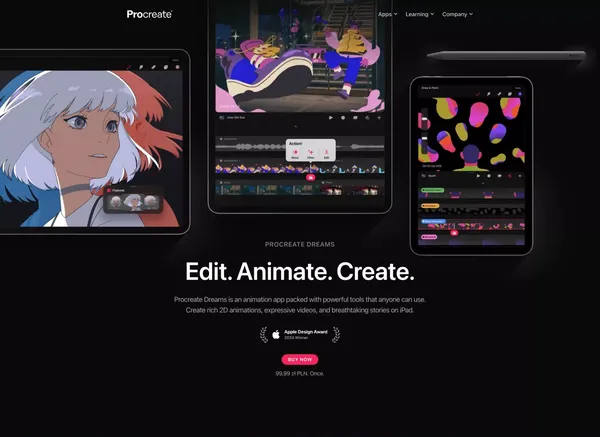 Procreate Dreams - Landing design inspiration