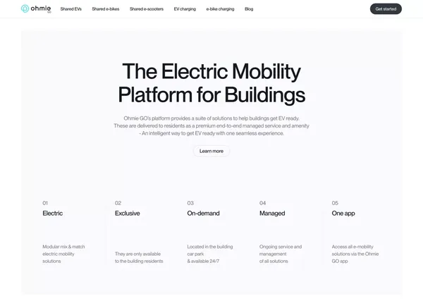 Ohmie GO | The Electric Mobility Platform for Buildings - Landing design inspiration
