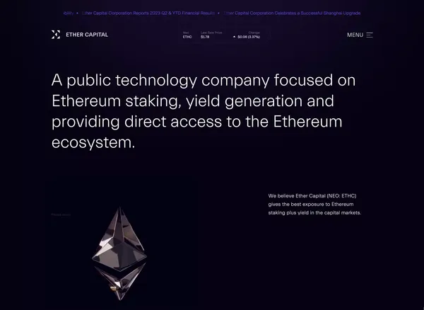 Ether Capital - Landing design inspiration