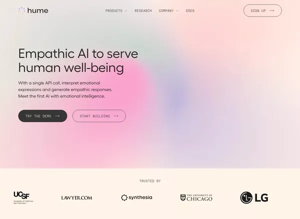 Hume AI - Landing design inspiration