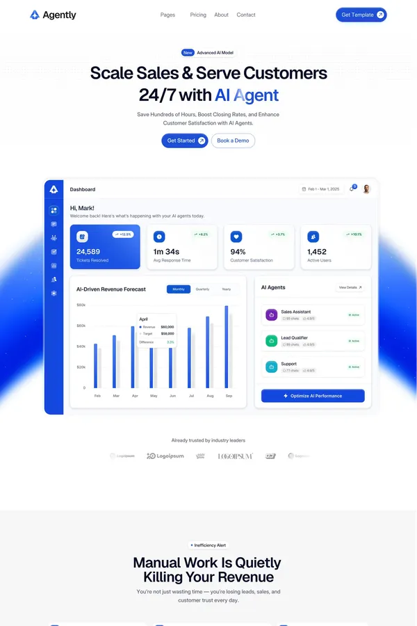 Agently - SaaS & Startup Framer Template - Template design inspiration