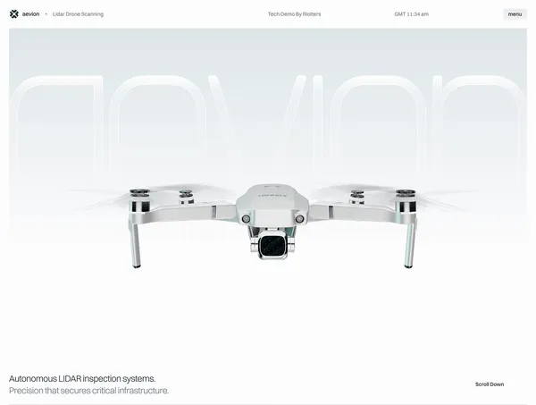 Aevion — autonomous LiDAR inspection drone - Landing design inspiration