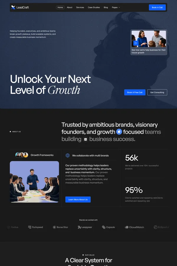 LeadCraft Website Page Template for Webflow - Template design inspiration