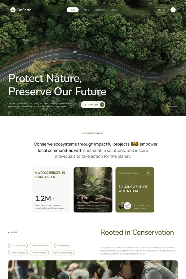 OnEarth - Community & Non-Profits Website Webflow Template - Template design inspiration