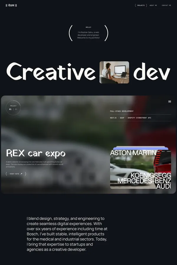 Roshan Sahu - Creative Web Developer - Portfolio design inspiration