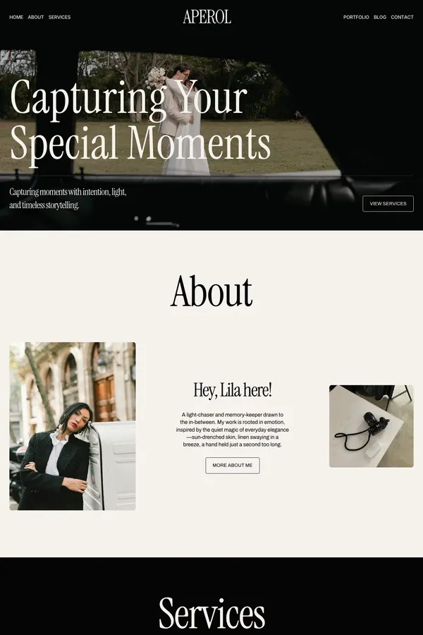 Aperol - Framer Photography Website Template - website design inspiration
