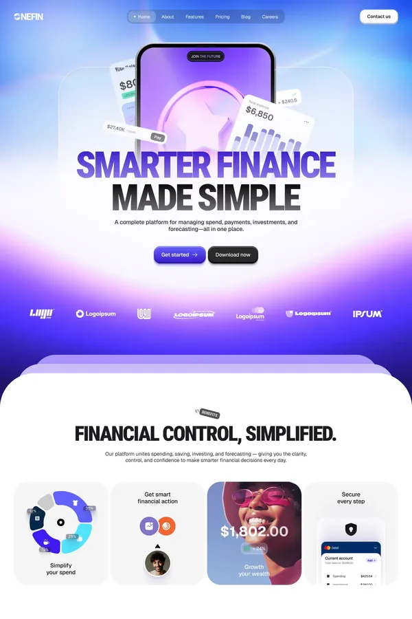 OneFin - Finance SaaS Template - Template design inspiration