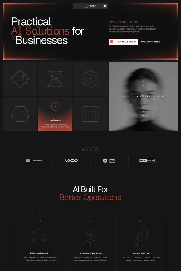 Xirex - AI Agency & Digital Studio Template - Template design inspiration