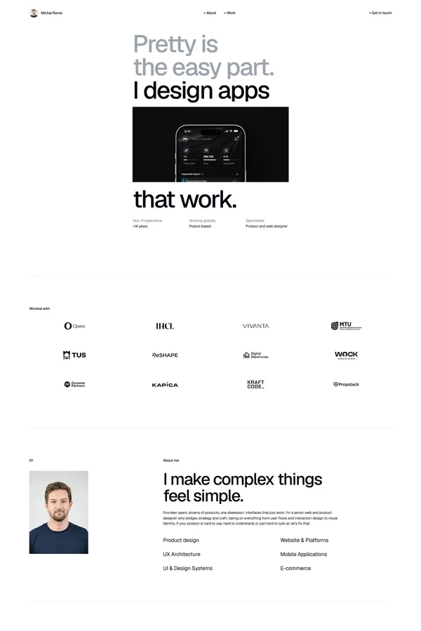Michal Rome - Web & Product Designer - Portfolio design inspiration