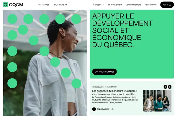 Appuyer le développement social et économique du Québec - CQCM - Landing design inspiration