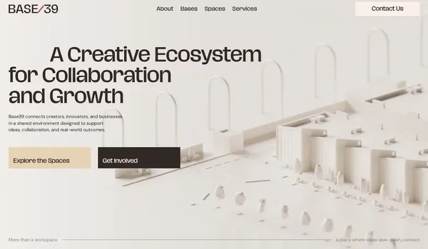 Base39 - Creative Spaces, Studios & Innovation Hub - Landing design inspiration