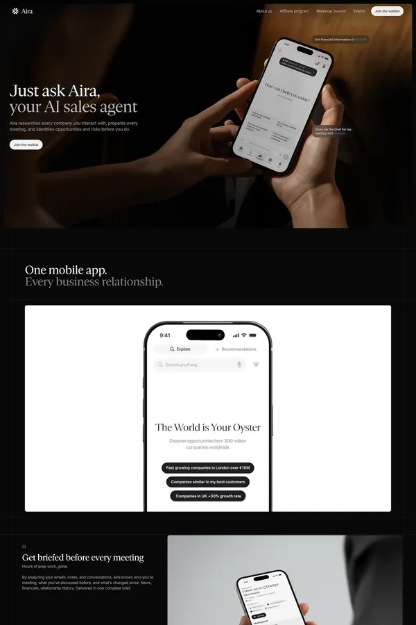 Aira | AI Sales Agent for Sales Teams - Landing design inspiration