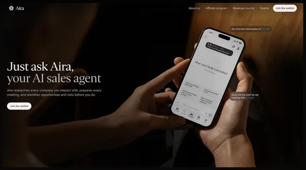 Aira | AI Sales Agent for Sales Teams - Landing design inspiration