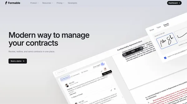 Formable — Modern way to manage contracts - Landing design inspiration