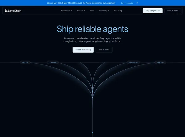 LangChain: Observe, Evaluate, and Deploy Reliable AI Agents - Landing design inspiration