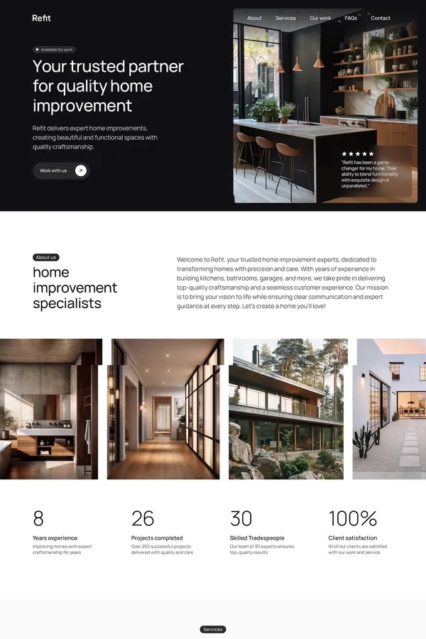 Refit - Construction & Renovation Website Template for Framer - Template design inspiration