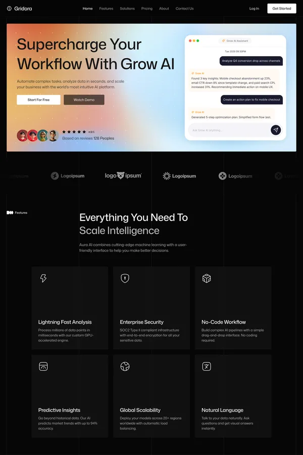 Gridora Website Page Template for Webflow - Template design inspiration