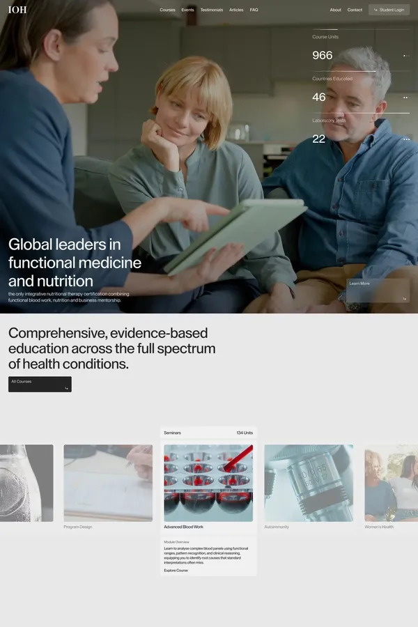 Institute of Health - Landing design inspiration