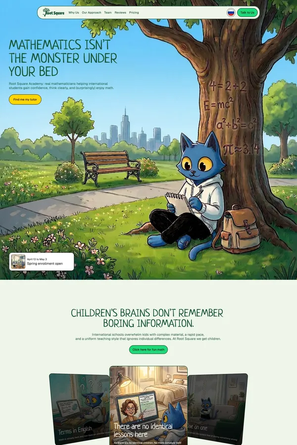 Root Square â Online Math School - Landing design inspiration