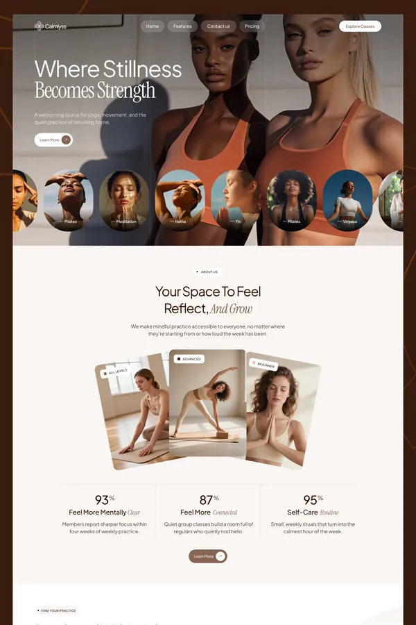 Calmlyss Website Page Template for Webflow - Template design inspiration