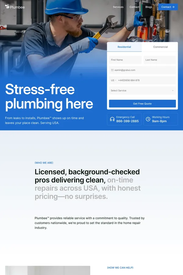 Plumbee â High-Converting Website Template for Plumbing - Template design inspiration