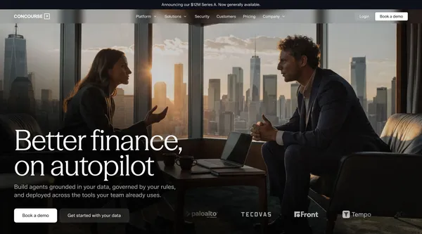 Concourse | AI transformation for finance. - Landing design inspiration