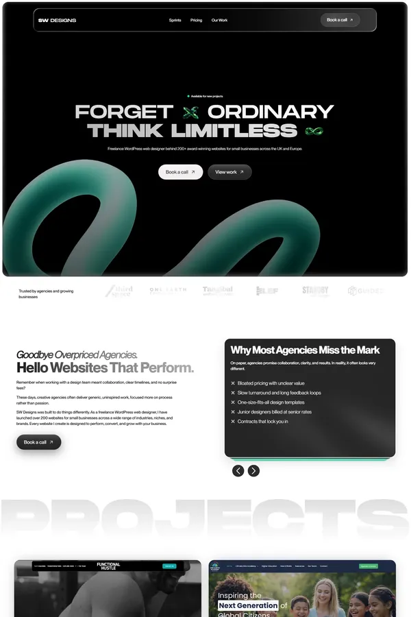 Freelance WordPress Web Designer | SW Designs - Portfolio design inspiration