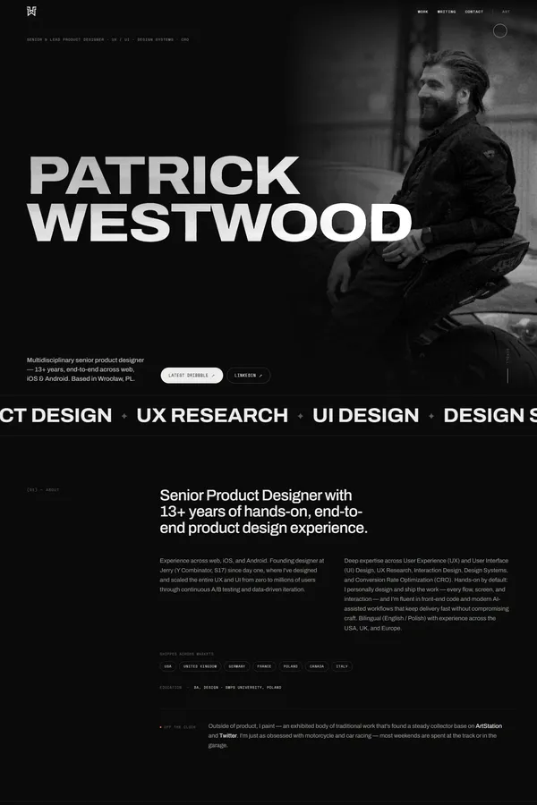 Patrick Westwood — Senior Product Designer (UX/UI) | Open to Work